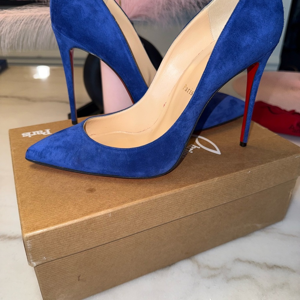 Christian Louboutin Royal Blue Suede Heels